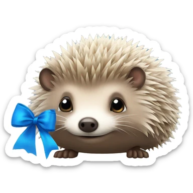 Hedgehog with blue bow sticker