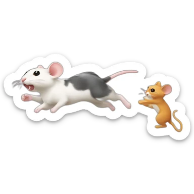 mice chasing cat sticker