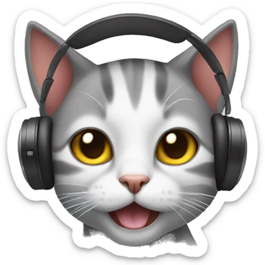 Cat with headphone  sticker
