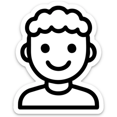 black kid, smiling, outlined icon with no fill sticker