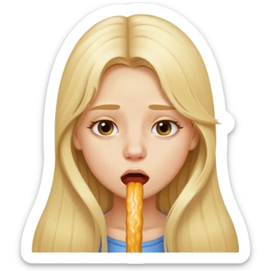 blonde girl with long hair snorting sticker