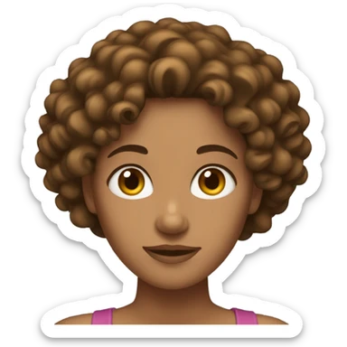 woman with curly brown hair and tan skin sticker