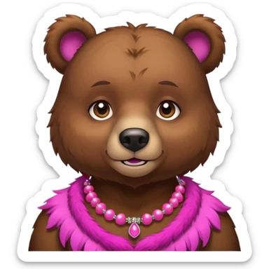 bear with pink necklace and earings sticker