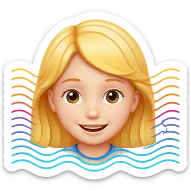 smiling child face with sound waves sticker