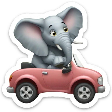 Elephant driving a car  sticker
