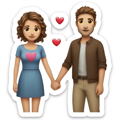 girl with brown hair brown eyes standing next to tall guy with light brown hair with hearts  sticker