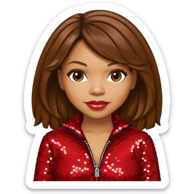 Tisha Campbell with long brown hair, red sequin outfit  sticker
