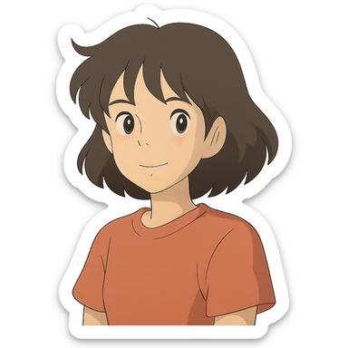 ghibli style anime character with soft shading sticker