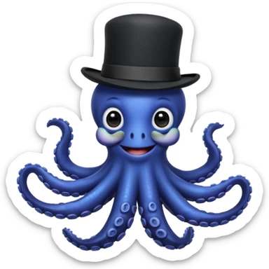 Henry the Octopus from the Wiggles with black hat and bow tie, indigo skin sticker