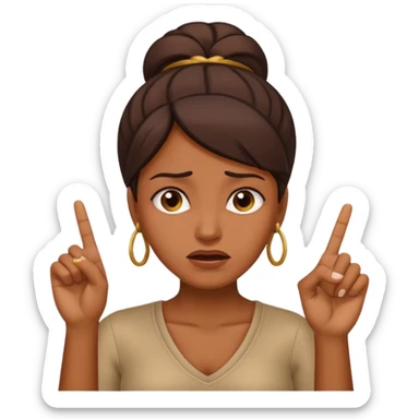 Brown face woman with three finger up in the air in disgust sticker