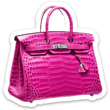 Hot pink crocodile skin Hermes birkin bag sticker