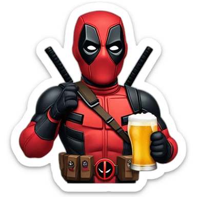 Deadpool tomando cervezas  sticker