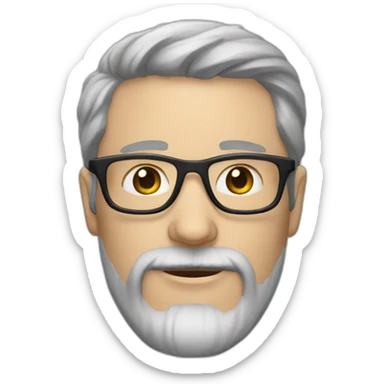 40 year old white man with grey and dark hair and grey beard and dark glasses and long thin nose sticker