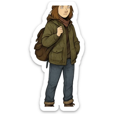 Extract the character from the background, including the clothes and accessories they are wearing, and place on a transparent background. Keep the original style and appearance exactly the same. sticker