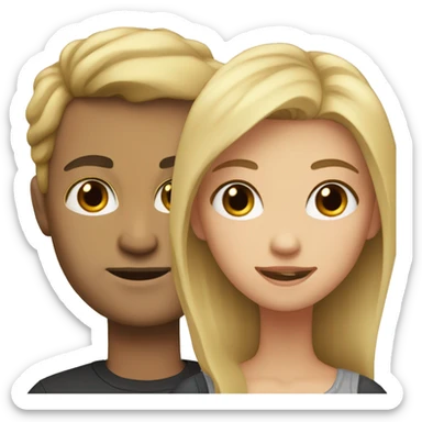 a girl with blonde hair next to a man with dark brown hair  sticker