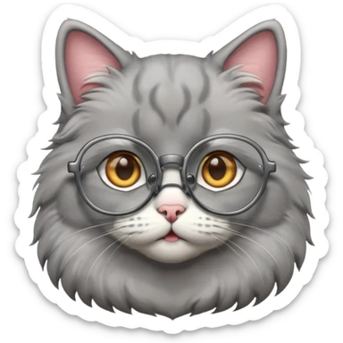 grey cat with glasses sticker