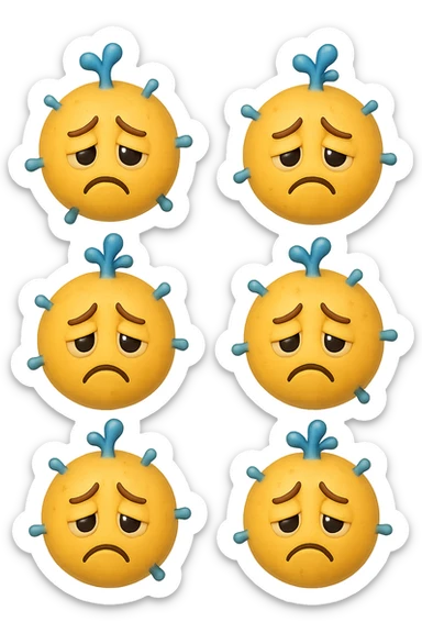 EMOJI STILE IPHONE DI 6 BATTERI INTESTINALI tristi CHE FLUTTUANO IN ARIA IPERREALISTICO 4K sticker