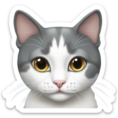 grey & white tuxedo cat sticker