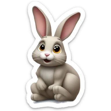  Rabbit sat on the moon with stars in the background sticker
