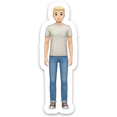 full body lean male figure standing, wearing casual clothes, t-shirt and jeans, average build, not muscular sticker
