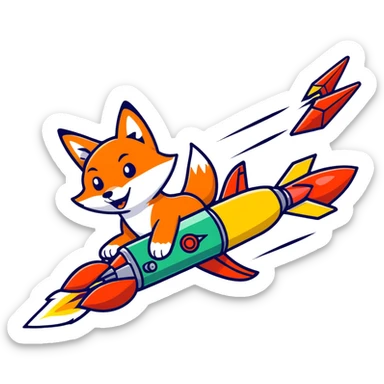 Villain Fox launching rockets and missiles    sticker