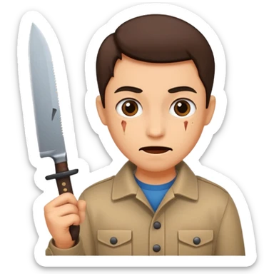 Knife in hand funny sticker