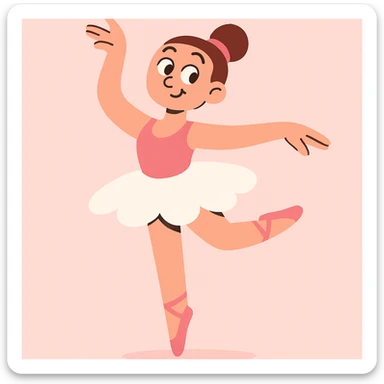 ballerina skirt, simple, classic tutu, white and pink sticker