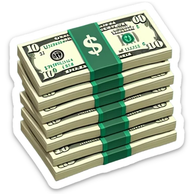 white US dollar bills with dark green numbers and details, minimalist design, no emojis sticker