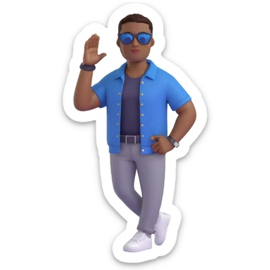 portrait of a black man in shades, confident pose, casual clothing, clean background sticker