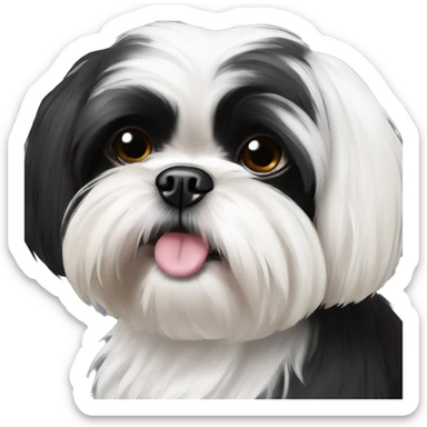 black and white shih tzu with different colored eyes sticker