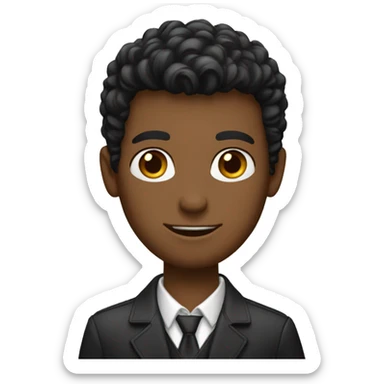 menino de cabelo cacheado estilo black pawer sticker