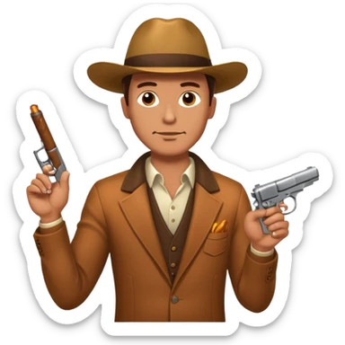 Mafia holding cigar and gun sticker