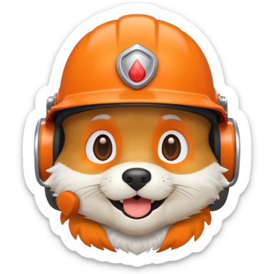perrito repartidor de Rappi, emoji style, transparent background, orange helmet sticker