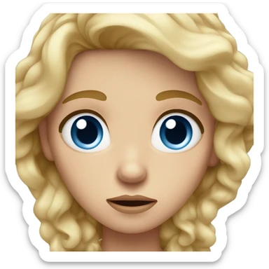 blue eyed blonde with wavy hair making an annoyed face sticker