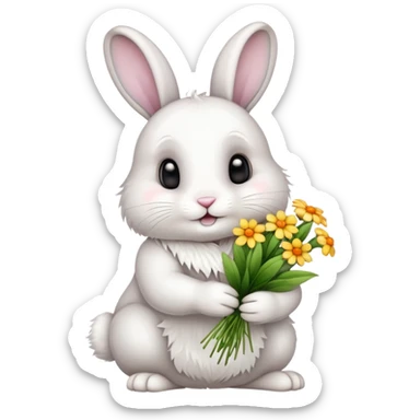 Bunny holding flowers sticker