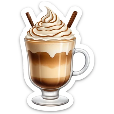 Dalgona coffee with whipped coffee topping in glass sticker