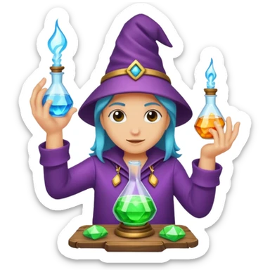 potion maker snapping fingers crystal spark idea sticker
