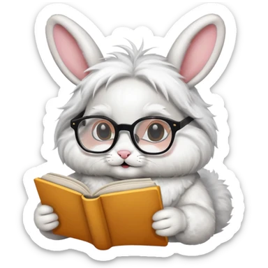 rabbits reading books sticker