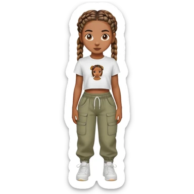 brown skin gurl wiht straight backs and cropped tea wiht baggy pants sticker