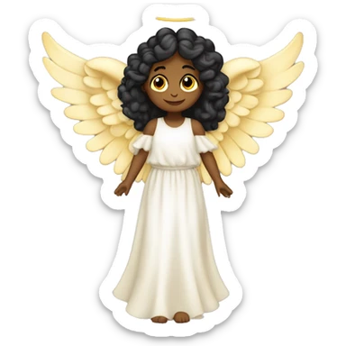 angel con alas de y aureola cara latina con cabello negro lacio largo   sticker