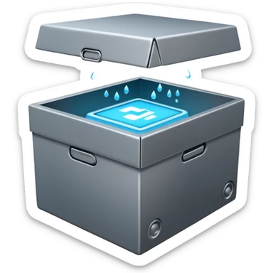 Box with generative ai going in and coming out sanitized sticker