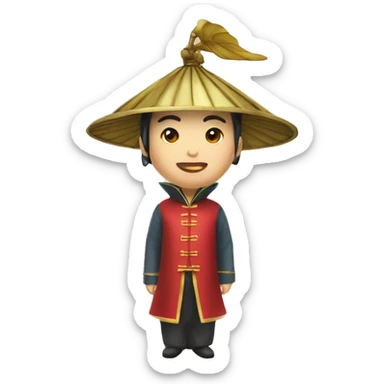 Chinois avec chapeau pointue  sticker