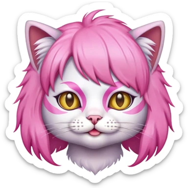 a cat with a pink wig sticker