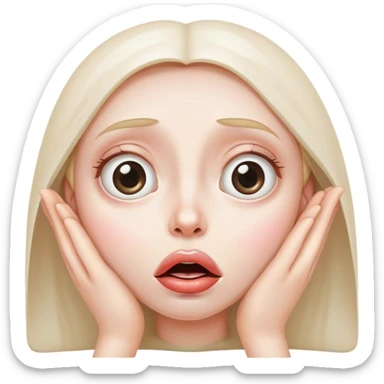 Huge, glossy eyes and slightly downturned lips, begging for something ridiculous. sticker