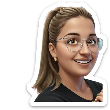 smiling girl indoors with jewelry sticker