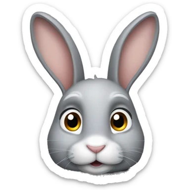 Gray rabbit with long hears  sticker