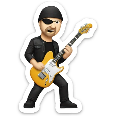 The edge from U2 with a electric guitar sticker