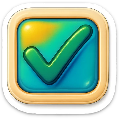 checkbox with a check mark, retro sticker style, rounded corners, beige outline, no solid fill, light shadow, transparent background sticker