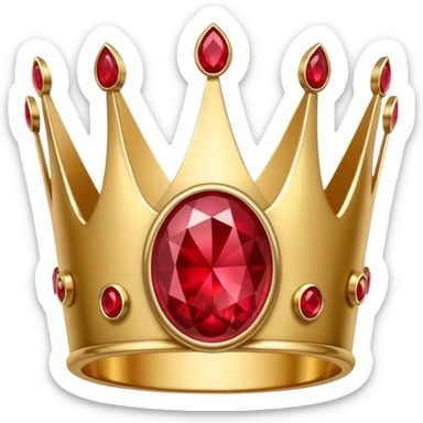 couronne en or à 3 pointes avec un énorme rubis au centre en cabochon sticker