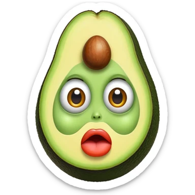 Aguacate con labios grandes y ojos grandes  sticker